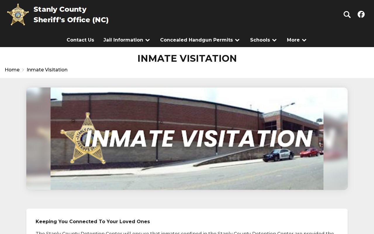 Stanly County arrest history inmate visitation instructions
