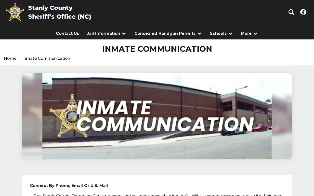 Stanly County arrest history detention communication and mail rules