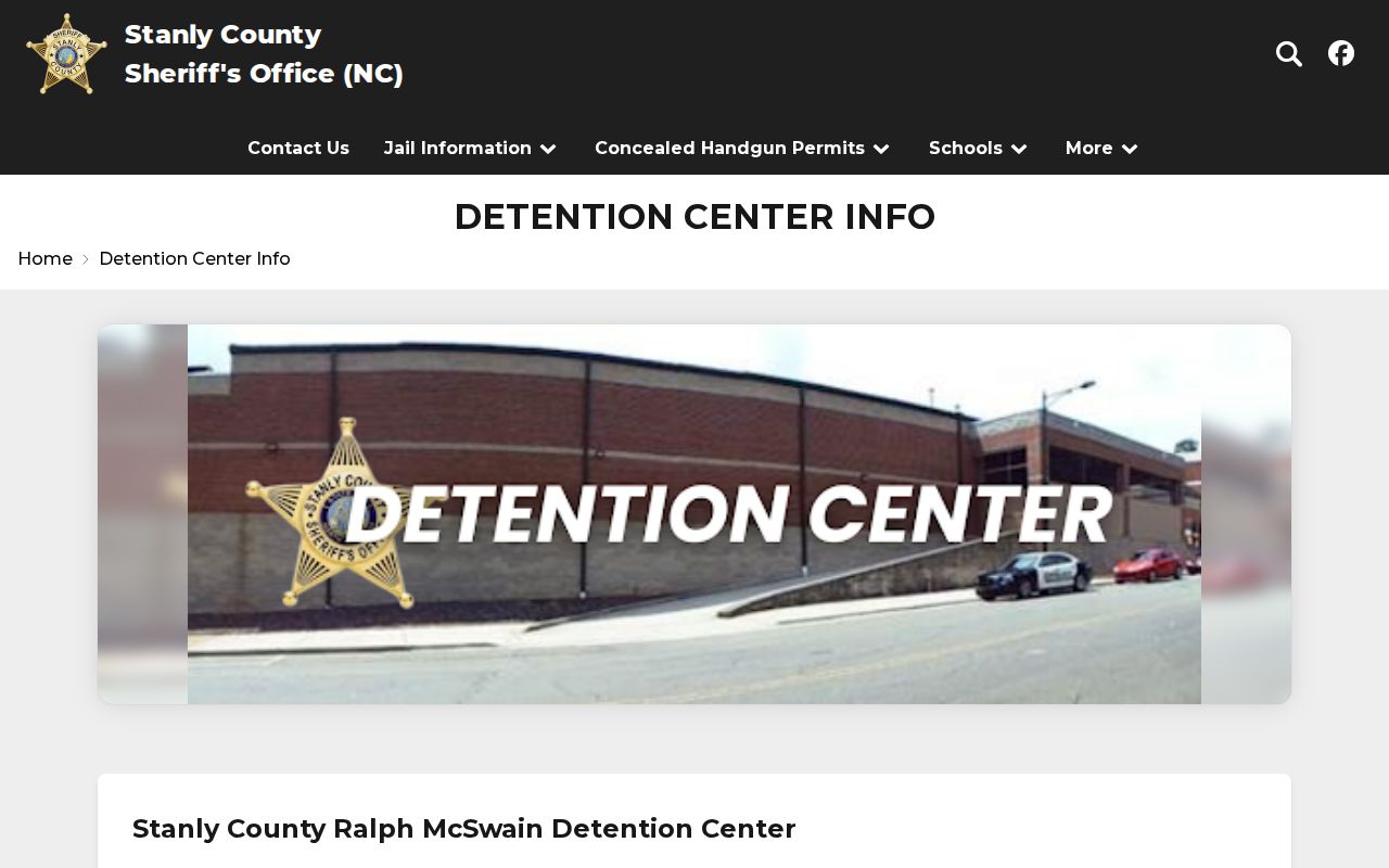 Stanly County arrest history Ralph McSwain Detention Center information