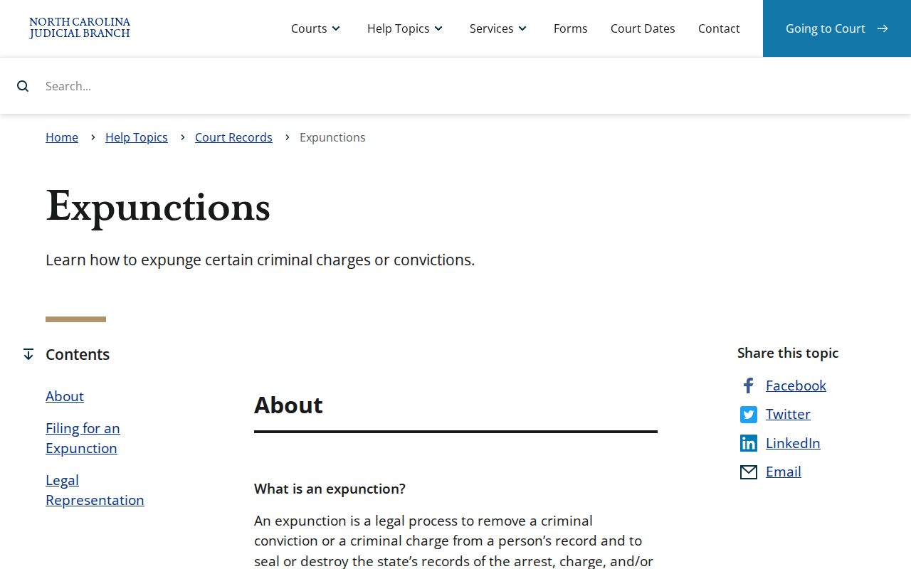Stanly County criminal record expunction guidance