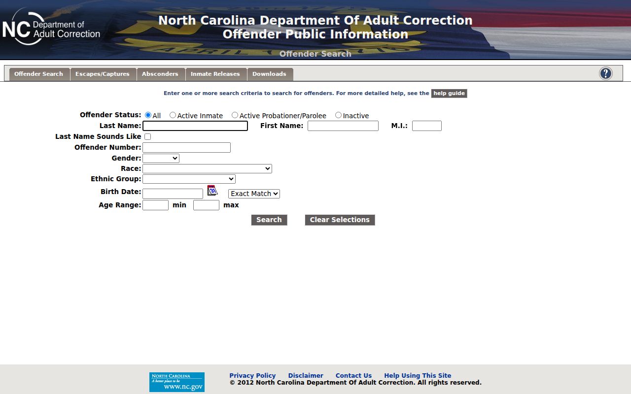 Stanly County criminal history state offender search