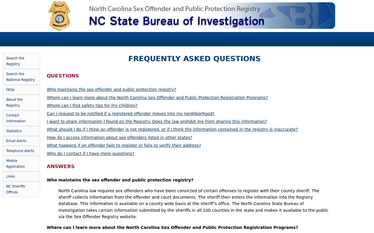 Stanly County sex offender registry email alert guidance